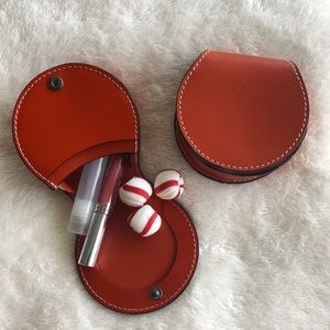 COPY - ORANGE Handmade Leather Round Small Coin Purse